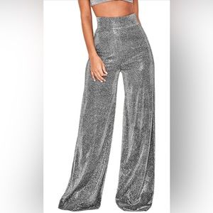 Metallic Sparkly Wide Leg Pants